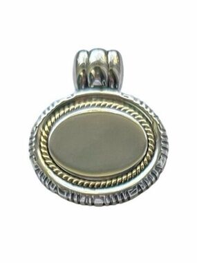 Best Vintage Large Silver with Gold Detail Oval Signet Pendant